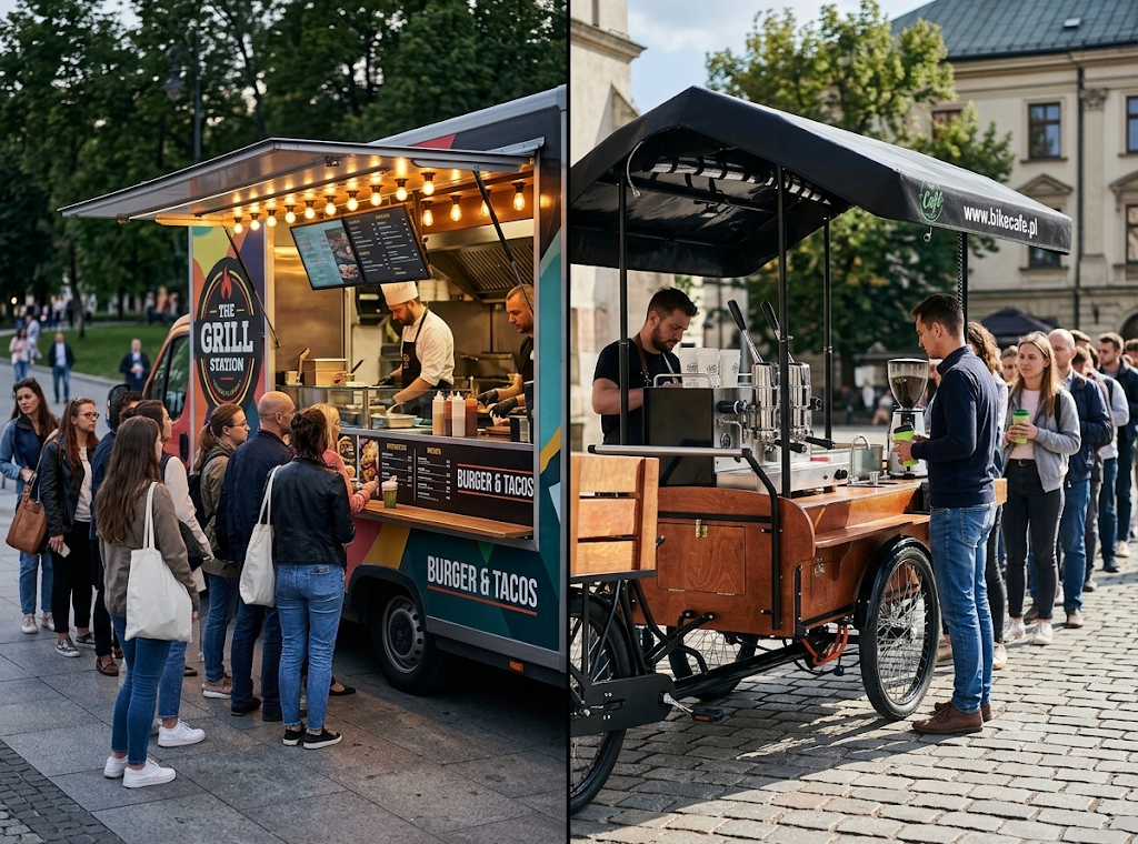 Mobilna kawiarnia na rowerze vs foodtruck